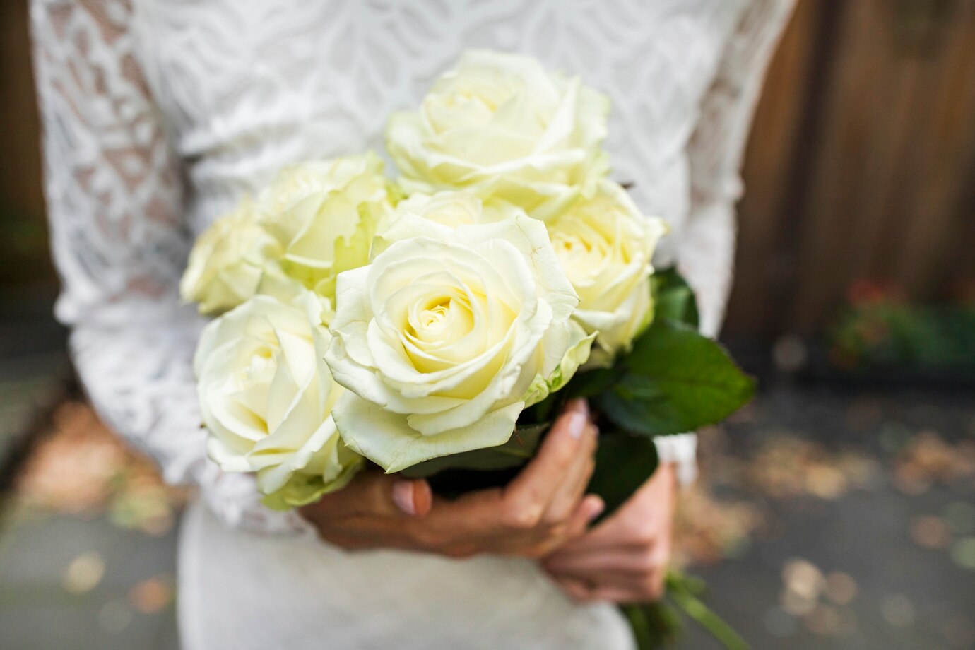 bouquet of roses in hands